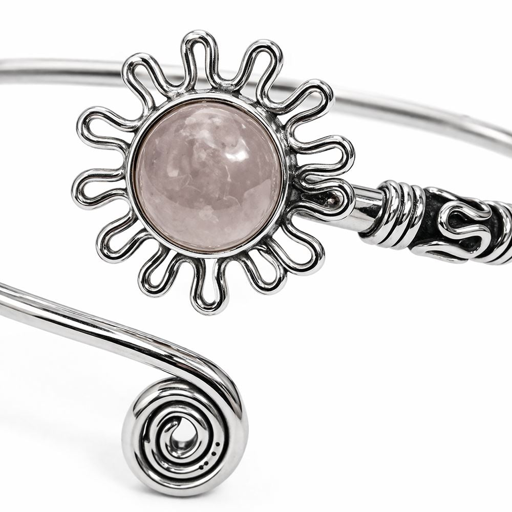 Silver Plated Adjustable Daisy Spiral Cuff Bangle - image 6