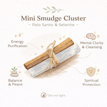 Mini Smudge Cluster, Palo Santo with Selenite 4"
