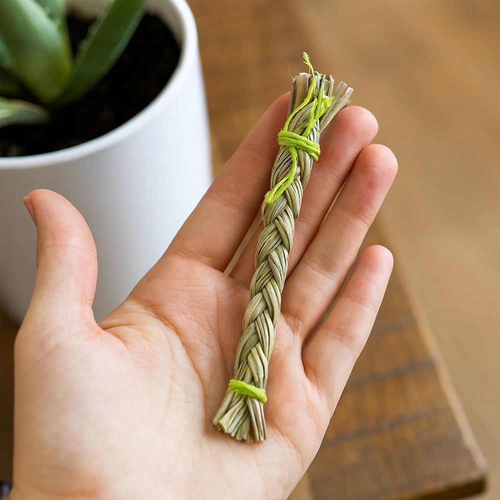 Smudge Stick, Braided Sweet Grass, 4"