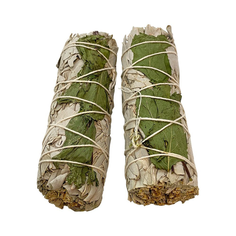 Smudge Sticks, White Sage and Basil 4", Pack of 2