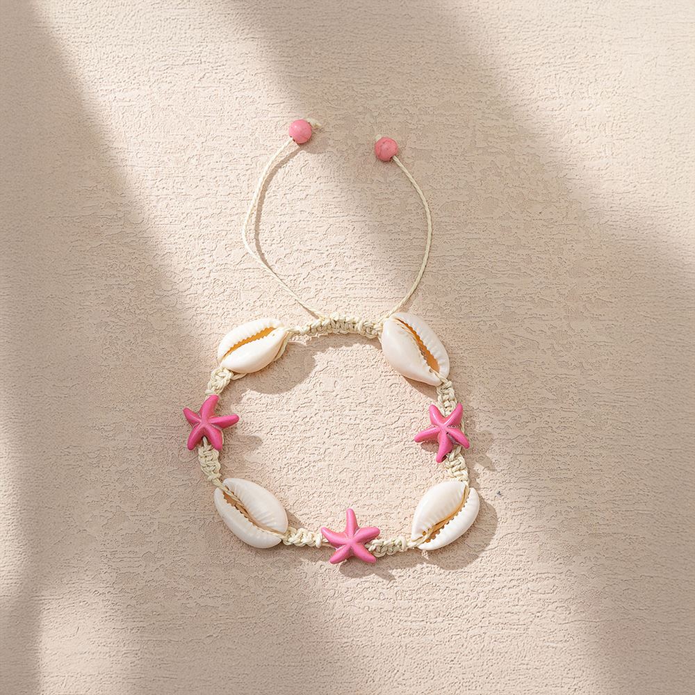 Cowrie Shell & Pink Starfish Bracelet