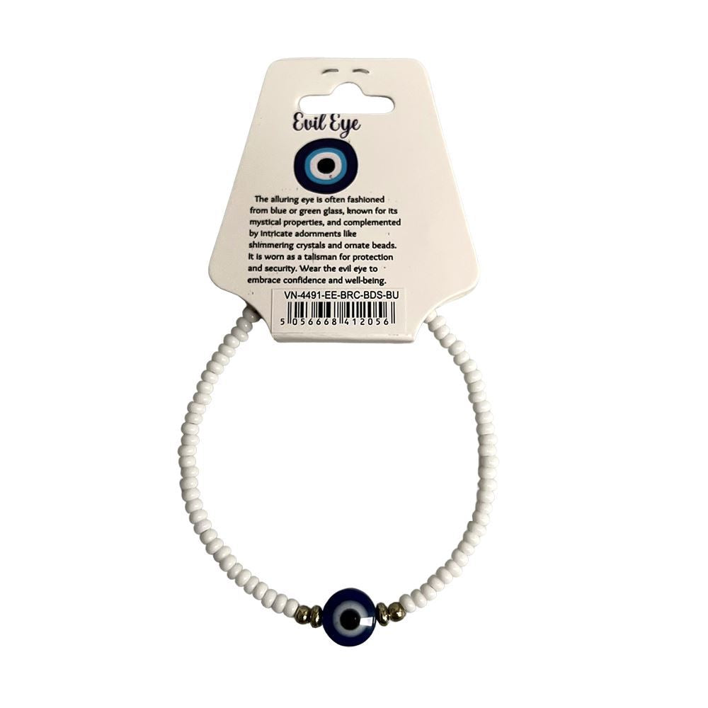 Evil Eye Bracelet with 2 Gold Beads Each Side, (JIT)