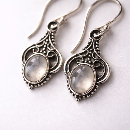 Silver-Plated Hanging Earwire Earrings (#02), 2x1cm