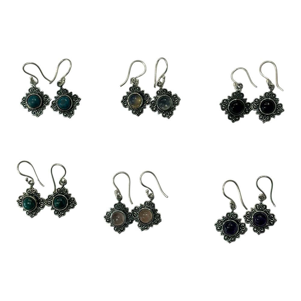 Silver-Plated Hanging Earwire Earrings (#04), 1x1cm