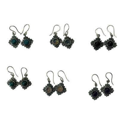 Silver-Plated Hanging Earwire Earrings (#04), 1x1cm