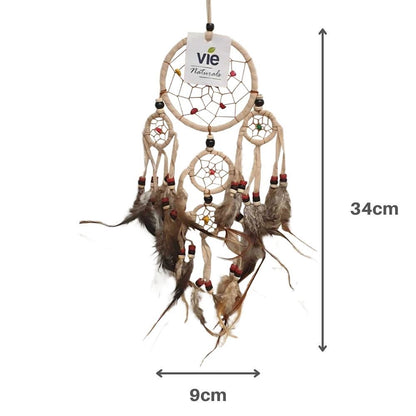 Dream Catcher, 9cm Ring with 4 Smaller Rings, Natural