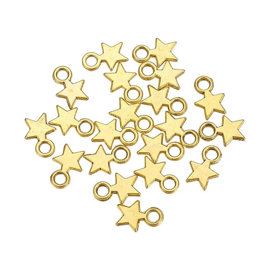 Alloy Charm, Star, Antique Gold, Approx. 1x0.8cm, Pack of 50