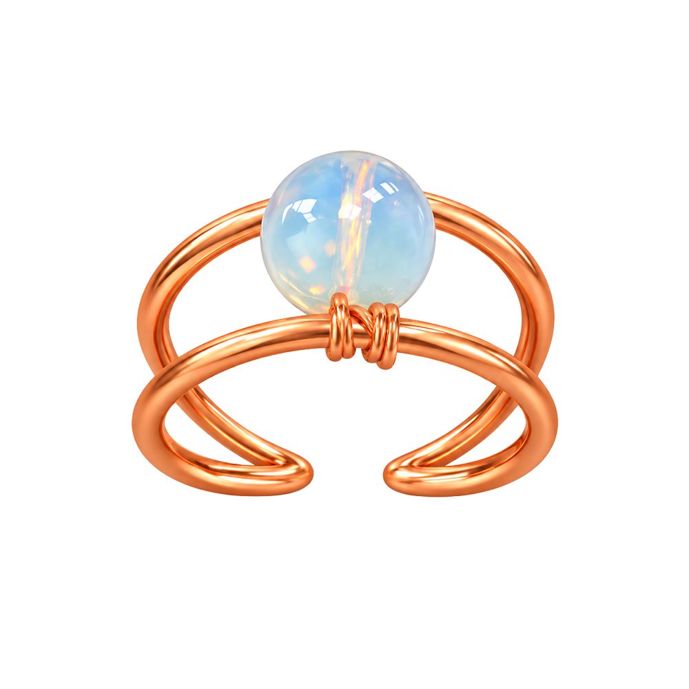 Copper Ring with Polished Stone, Design #07, Opalite