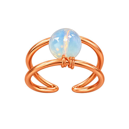 Copper Ring with Polished Stone, Design #07, Opalite