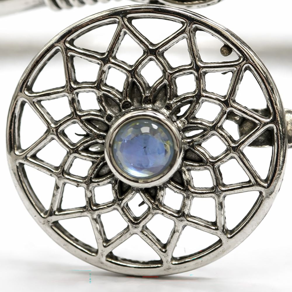 Silver-Plated Adjustable Dreamcatcher Cuff Bangle - image 3