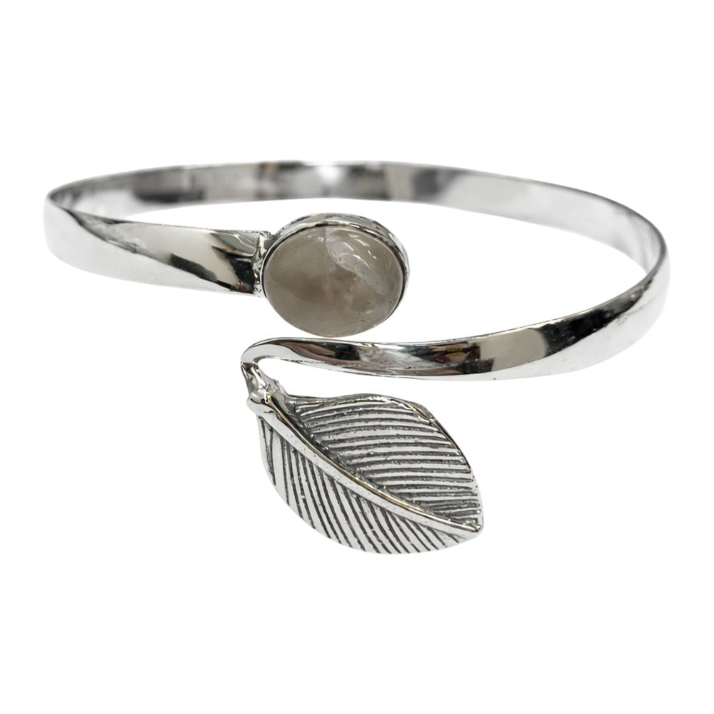 Silver-Plated Adjustable Leaf Cuff Bangle - image 2