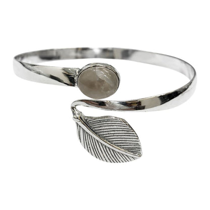 Silver-Plated Adjustable Leaf Cuff Bangle - image 2