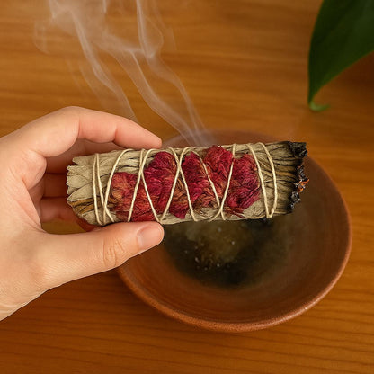 Smudge Stick, White Sage and Pink Sinuata 4"