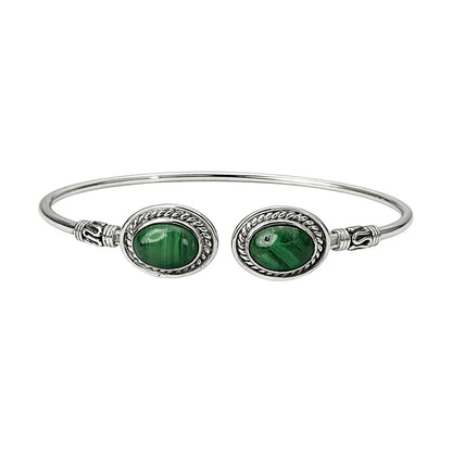 Silver-Plated Adjustable Boho Oval Cuff Bangle - image 2