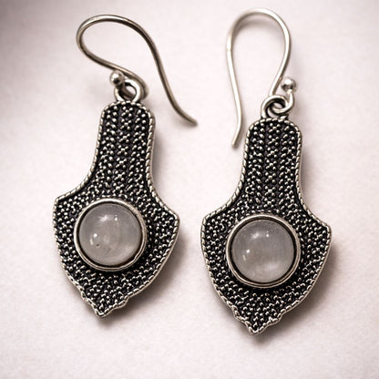 Silver-Plated Hanging Earwire Earrings (#07), 3x1.5cm