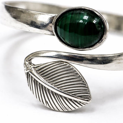 Silver-Plated Adjustable Leaf Cuff Bangle - image 13