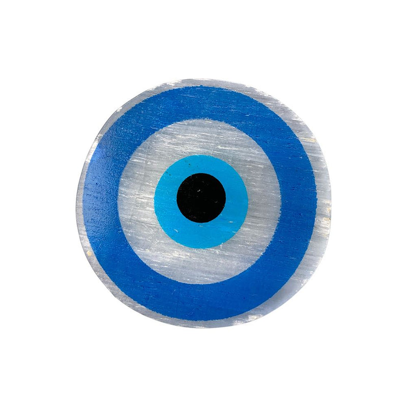 Evil Eye Charging Plate, Selenite, Round