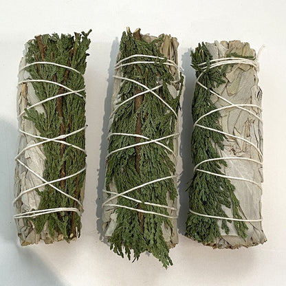 Smudge Stick, White Sage and Cedar 4"