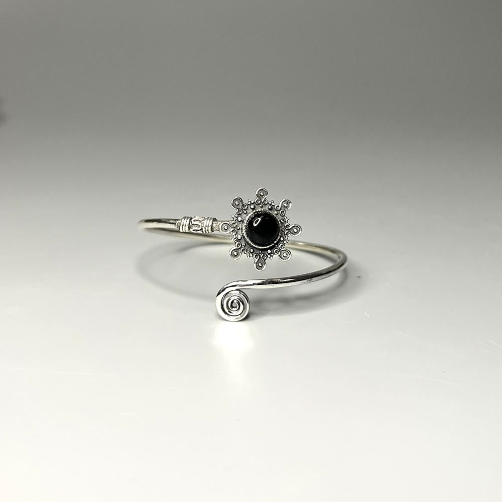 Silver Plated Adjustable Sunburst Spiral Cuff Bangle - image 10
