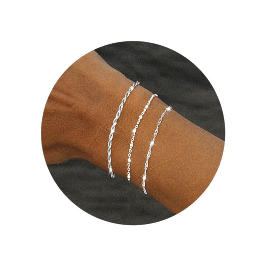 Platinum-Tone Chain Bracelet Collection, 3 Styles, Graceful Design