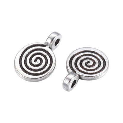Alloy Charm, Spiral, Antique Silver, Approx. 1.1x0.8cm, Pack of 50