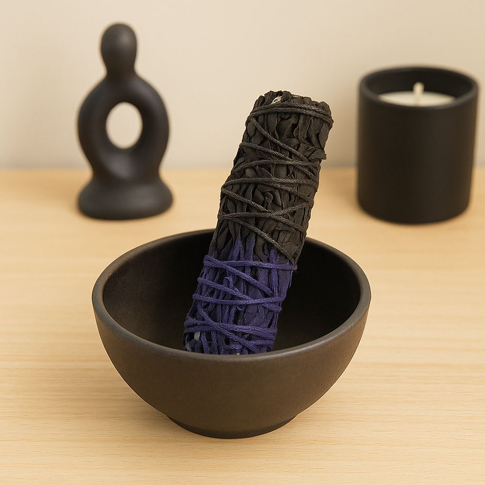 Smudge Stick, Reversible Sage Purple & Black, Protection & Power 4"