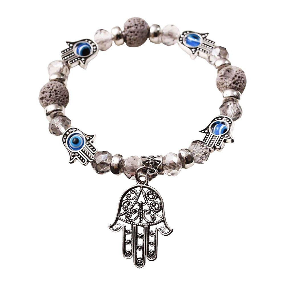 Evil Eye & Hamsa Bracelet, Grey