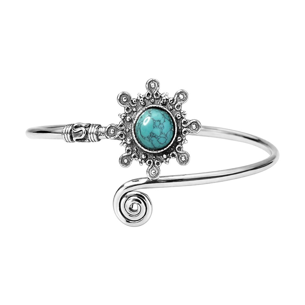 Silver Plated Adjustable Sunburst Spiral Cuff Bangle - image 17