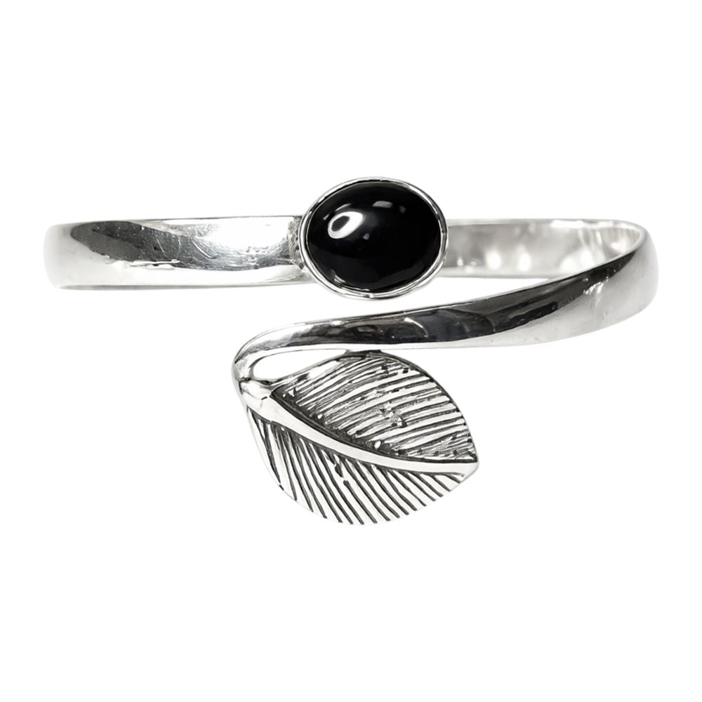 Silver-Plated Adjustable Leaf Cuff Bangle - image 9