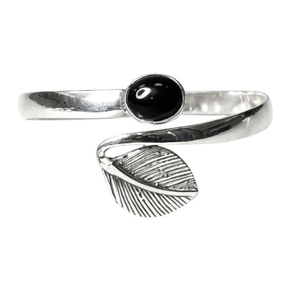 Silver-Plated Adjustable Leaf Cuff Bangle - image 9