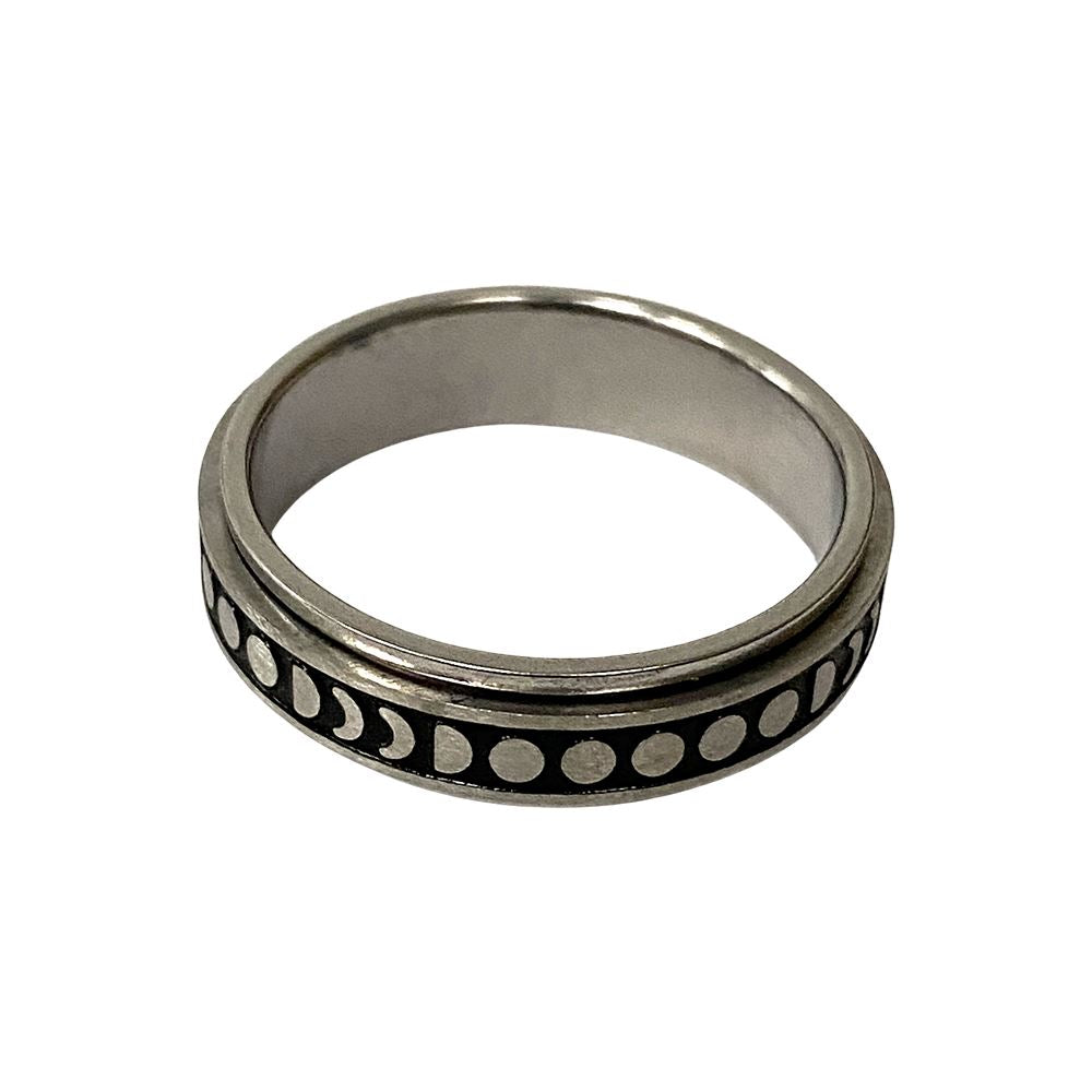 Fidget Ring, Size 10, Moon Phase Pattern