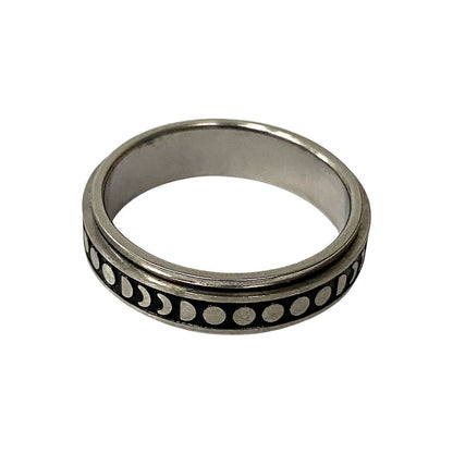 Fidget Ring, Size 10, Moon Phase Pattern