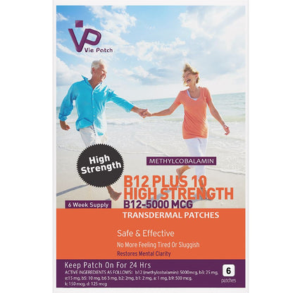 Vie Healthcare Vitamin B12 Plus 10 High Strength Transdermal Patches, 6 Transdermal Patches