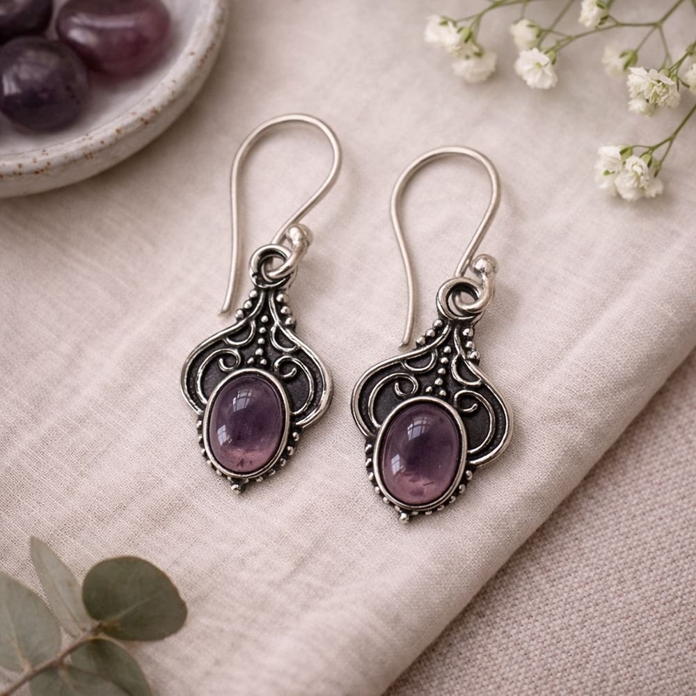 Silver-Plated Hanging Earwire Earrings (#02), 2x1cm