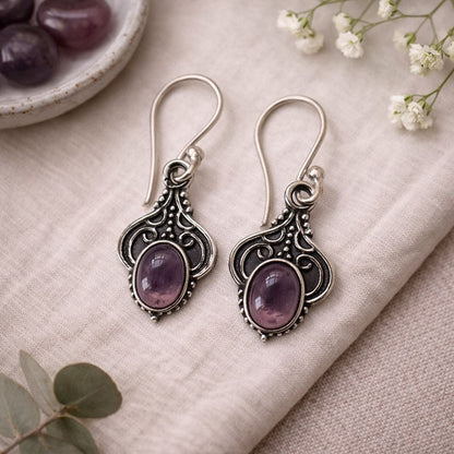 Silver-Plated Hanging Earwire Earrings (#02), 2x1cm