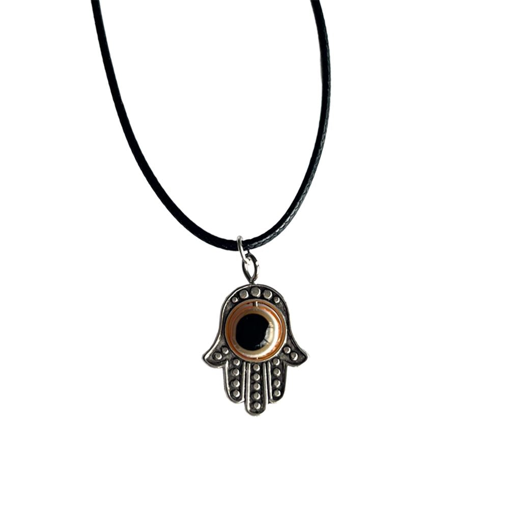 Hamsa Hand Spinning Evil Eye Pendant, Black Cord - image 14