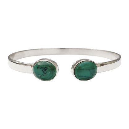 Silver-Plated Adjustable Oval Cuff Bangle - image 2
