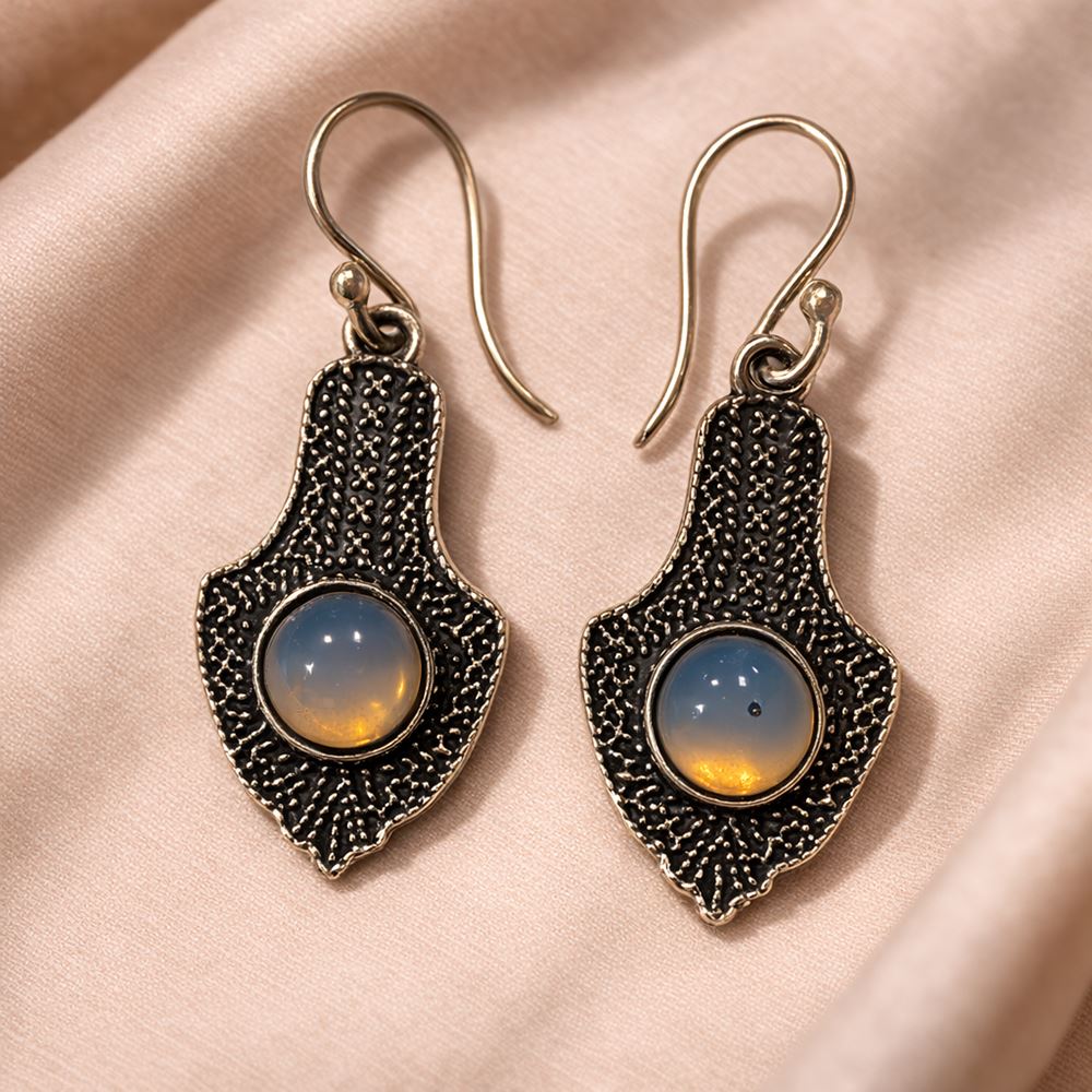 Silver-Plated Hanging Earwire Earrings (#07), 3x1.5cm