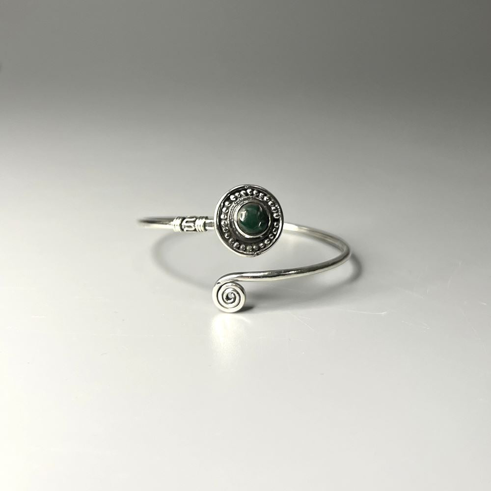 Silver-Plated Adjustable Boho Spiral Cuff Bangle - image 8