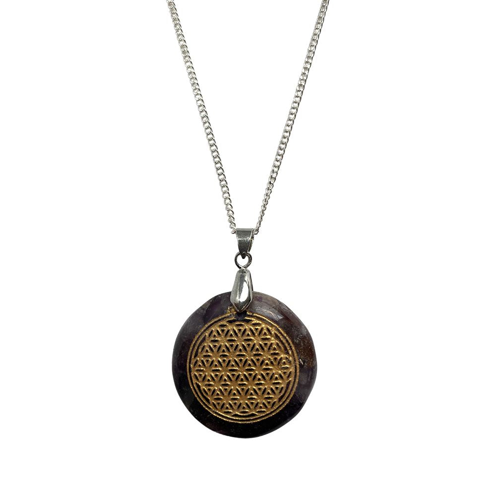 Disc Pendant & Flower of Life Design with Silver Chain - image 10