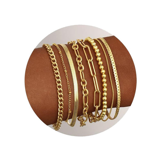 Gold-Plated Chain Bracelet Collection, 8 Styles