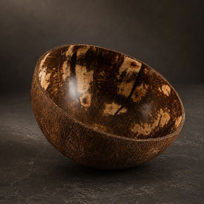 Natural Coconut Shell Bowls, Food-Safe Lacquered Interior, Medium 11-12cm Set