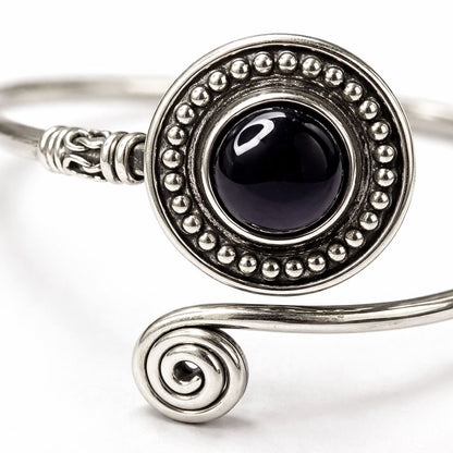 Silver-Plated Adjustable Boho Spiral Cuff Bangle - image 13
