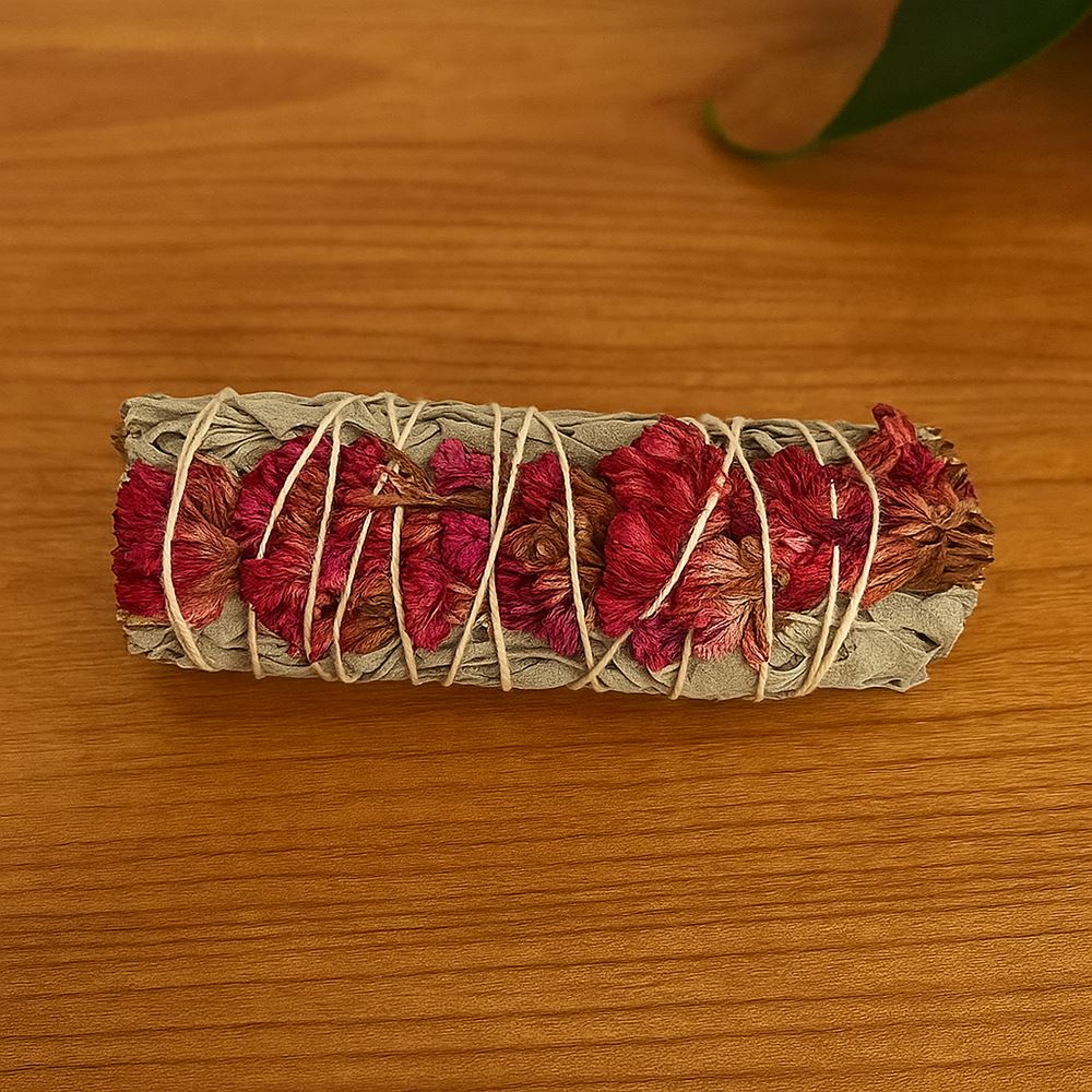 Smudge Stick, White Sage and Pink Sinuata 4"