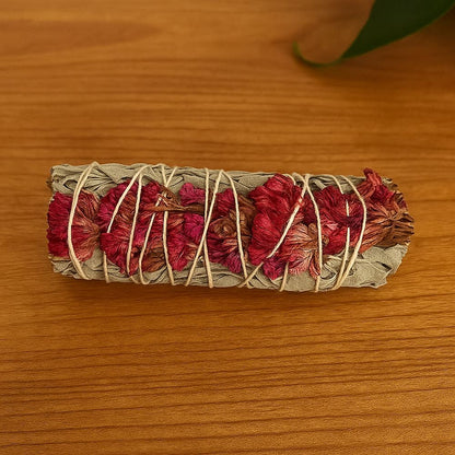 Smudge Stick, White Sage and Pink Sinuata 4"