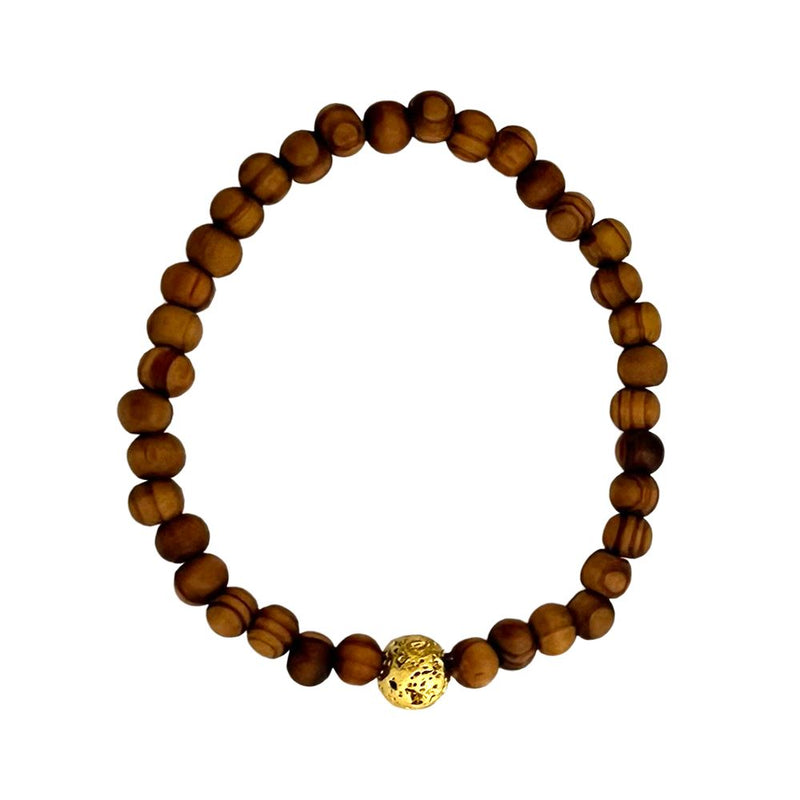 Natural Wood and Lava Stone Aromatherapy Diffuser Stretch Bracelet