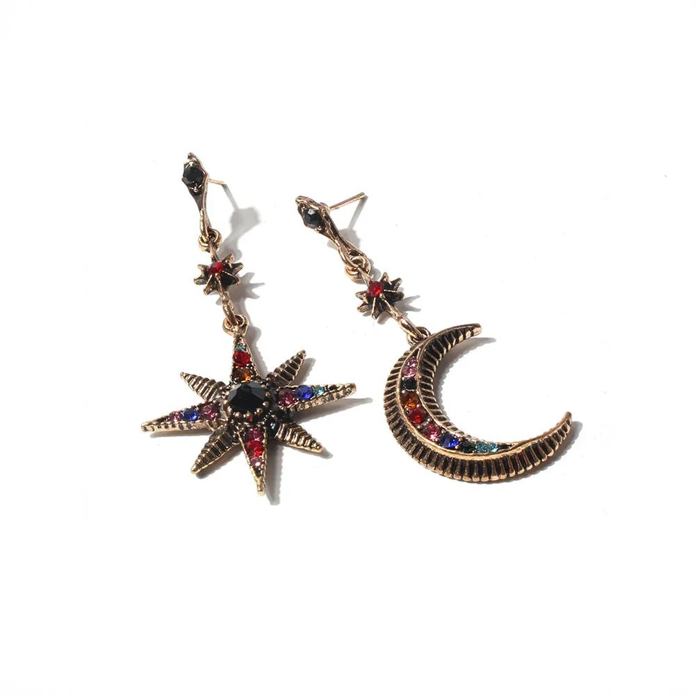 Star & Moon Drop Earrings
