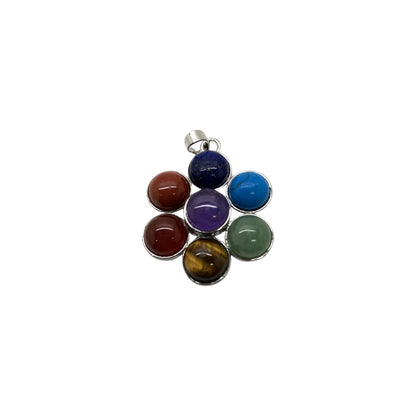 Chakra Jewelry, Flower Brass Gemstone Pendant
