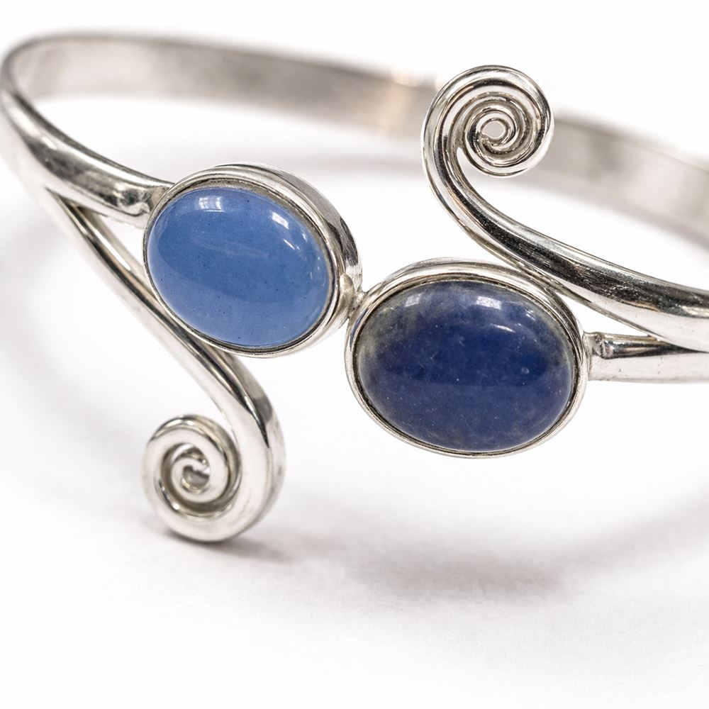 Silver-Plated Adjustable Oval Spiral Cuff Bangle - image 12