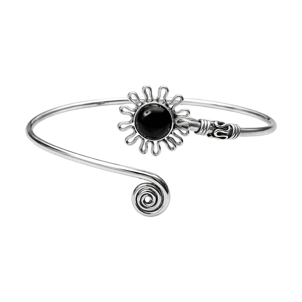 Silver Plated Adjustable Daisy Spiral Cuff Bangle - image 8